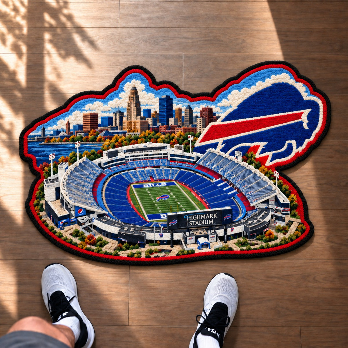 All Football Teams Logo Stadium Area Baseball Fan Custom Shape Rug Print Premium Welcome Mat Washable Black Border Personalized Football Custom Shape Rug