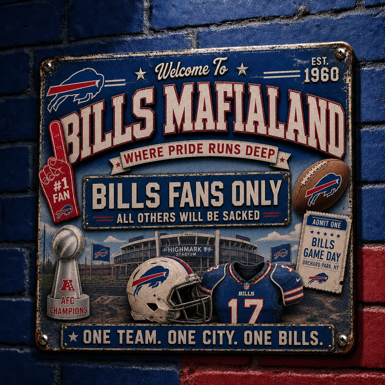 All Football Fans Teams Rustic Only Vintage Metal Sign - 5to9vibe