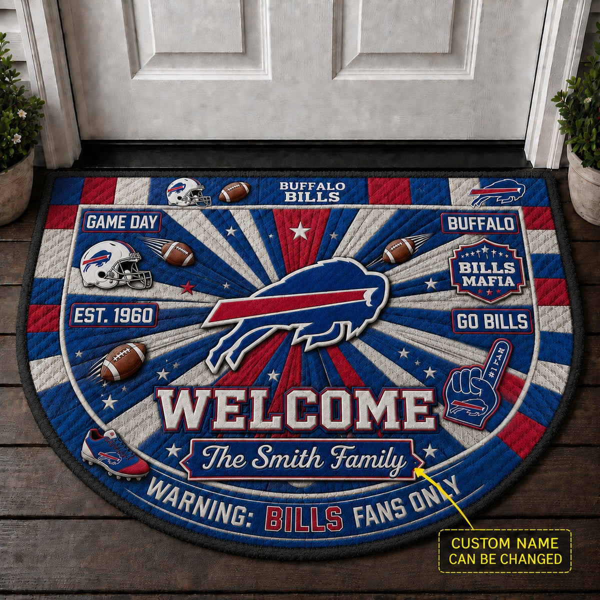 Official-Inspired Football Fan Custom Premium Welcome Mat – Personalized Doormat