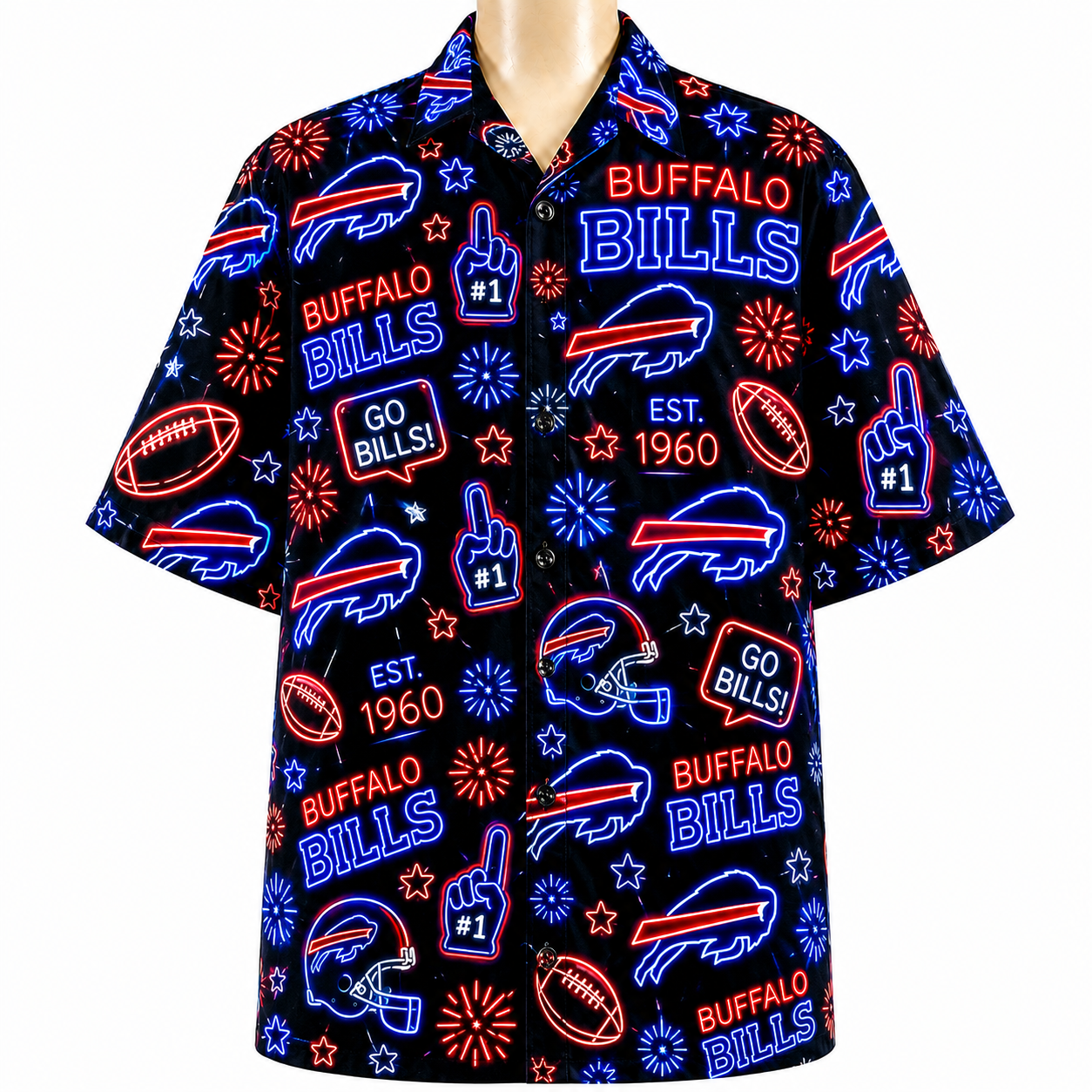 All Football Teams Neon Vibe Summer Button-Up Unisex Hawaiian Shirt For Men and Women