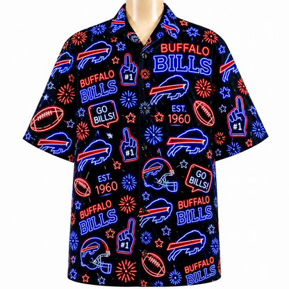 All Football Teams Neon Vibe Summer Button-Up Unisex Hawaiian Shirt For Men and Women