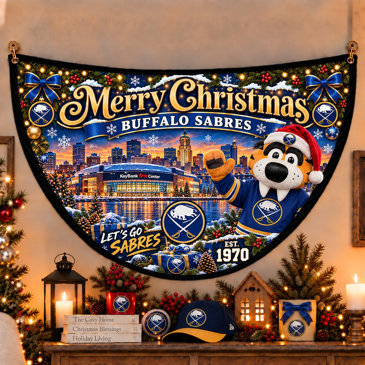 All Hockey Teams Personalized Christmas Night Bunting Flag - 5to9vibe