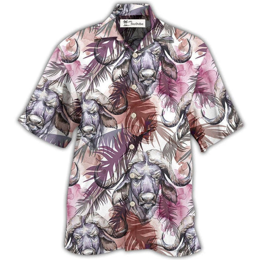 Hawaiian Shirt / Adults / S Buffalo Behind Tropical Leaf - Hawaiian Shirt 