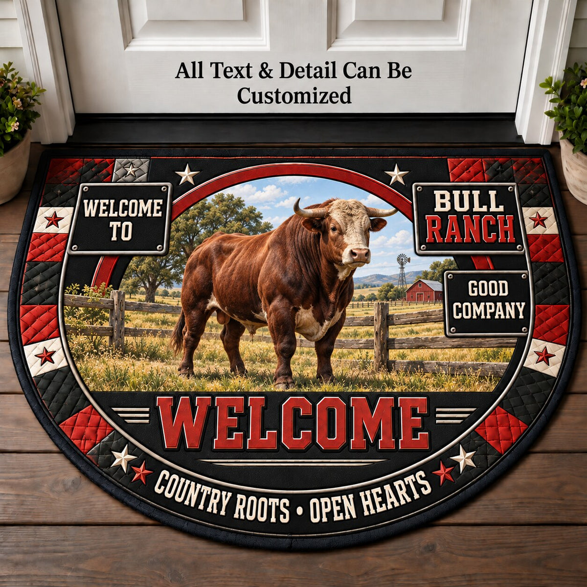 Bull Ranch Personalized Half Round Mat | 5To9Vibe