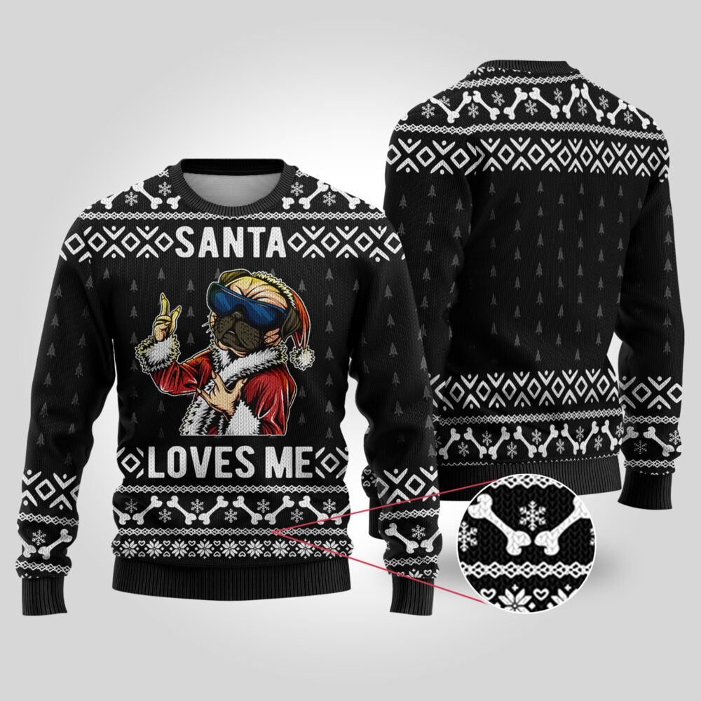 Bulldog Black Funny Ugly Christmas Sweater - Funny Ugly Christmas Sweater