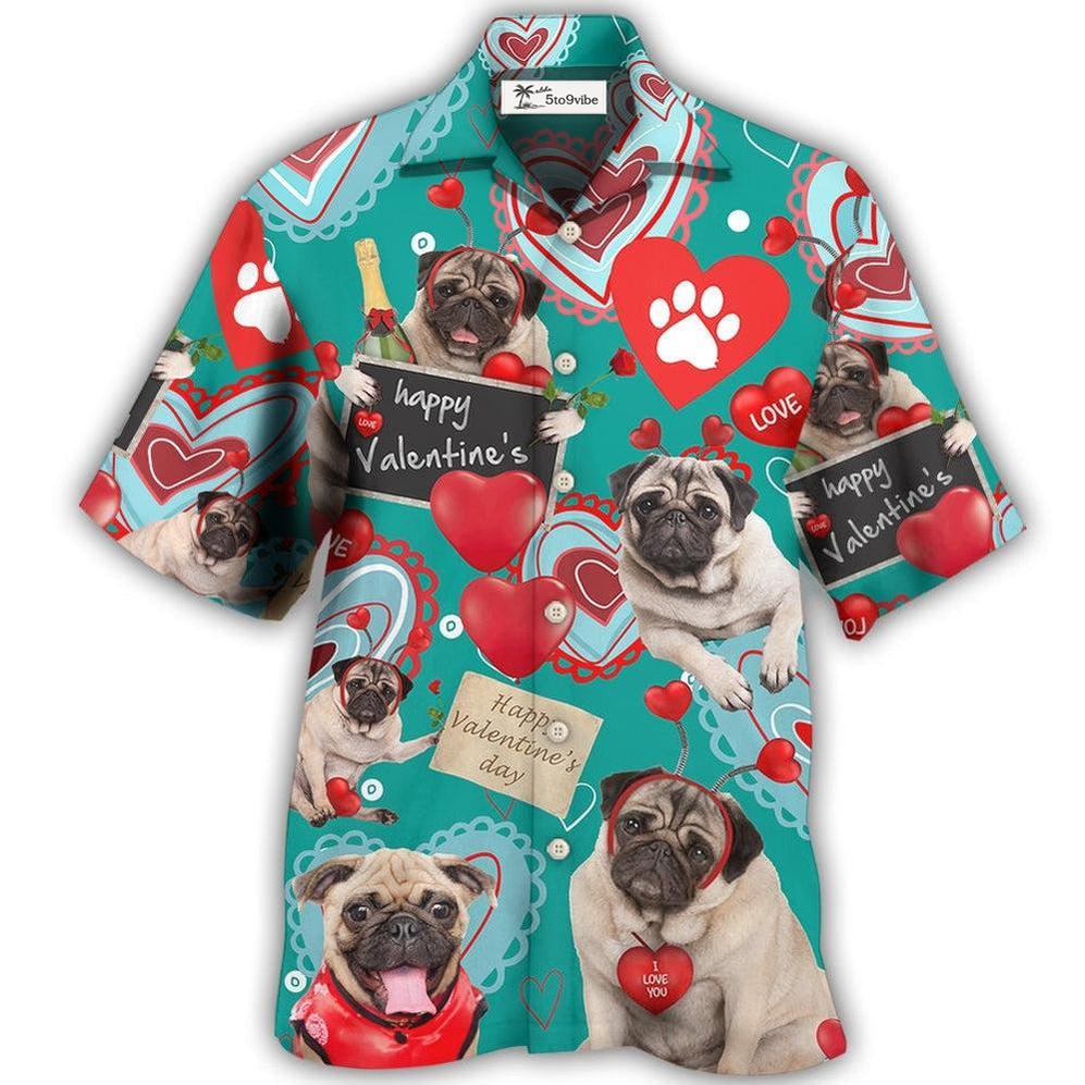 Hawaiian Shirt / Adults / S Bulldog Happy Valentine Love Paw - Hawaiian Shirt 