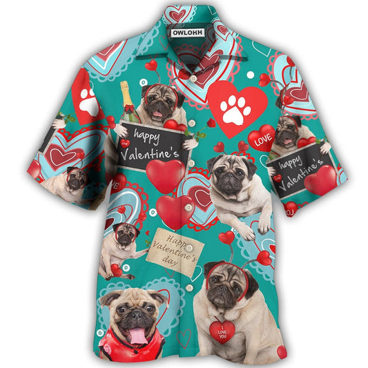 Hawaiian Shirt / Adults / S Bulldog Happy Valentine Love Paw - Hawaiian Shirt 