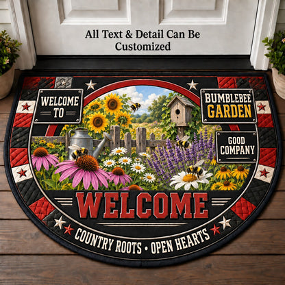 Bumblebee Garden Personalized Half Round Mat | 5To9Vibe
