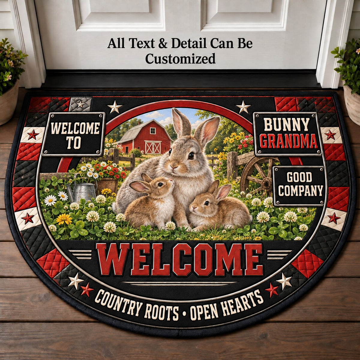 Bunny Grandma Personalized Half Round Mat | 5To9Vibe