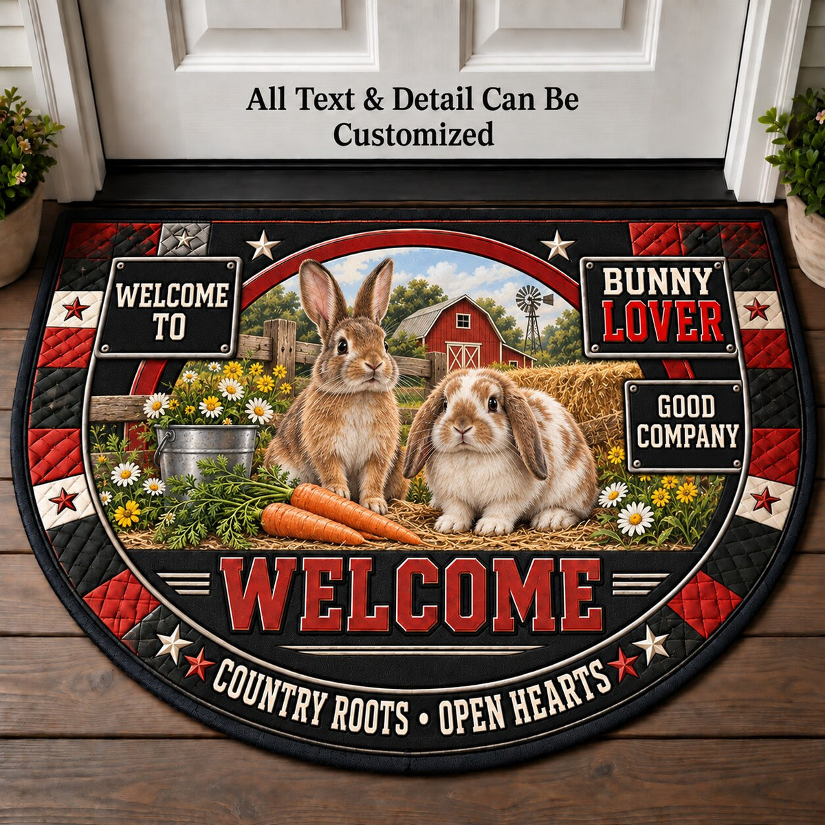 Bunny Lover Personalized Half Round Mat | 5To9Vibe