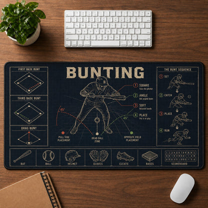 Bunting Baseball Blueprint Desk Mat | 5To9Vibe