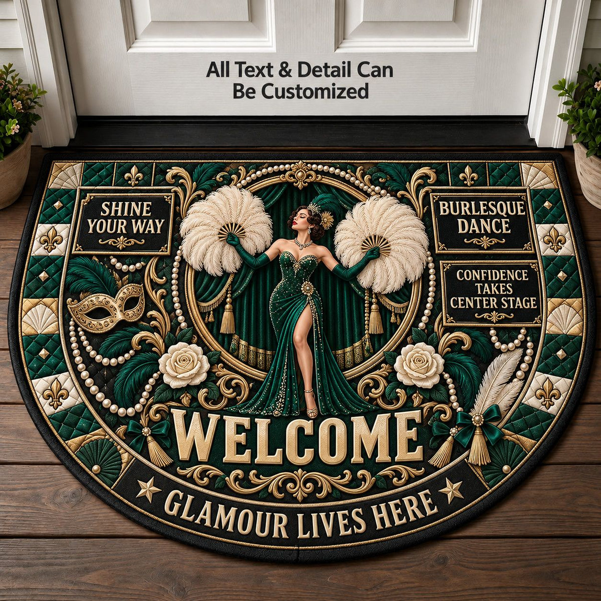 Burlesque Dance Personalized Half Round Mat | 5To9Vibe