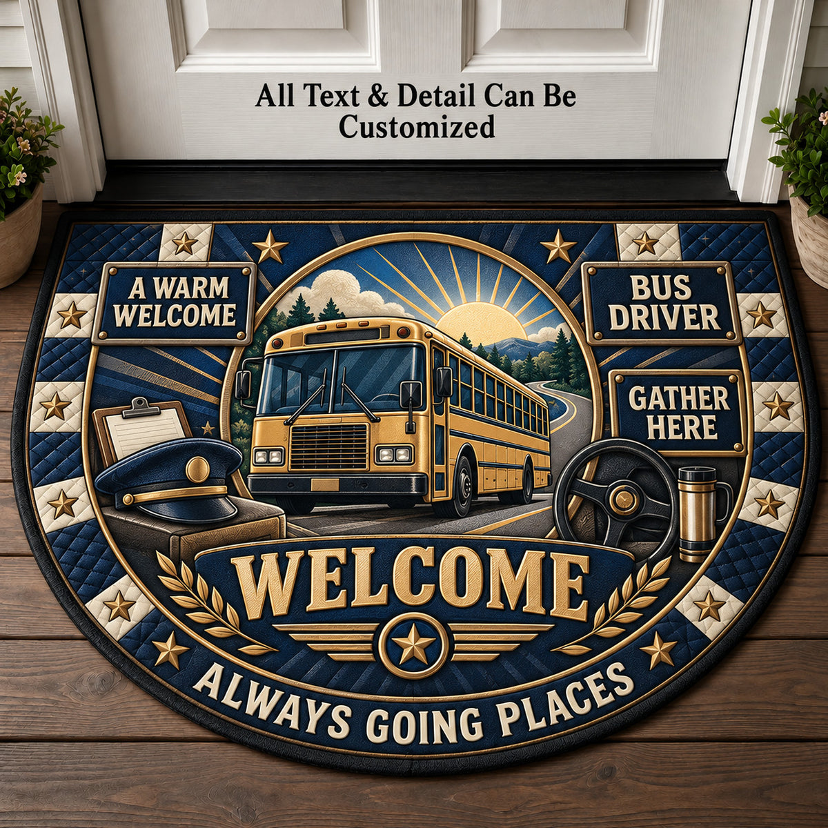 Bus Driver Personalized Half Round Mat | 5To9Vibe