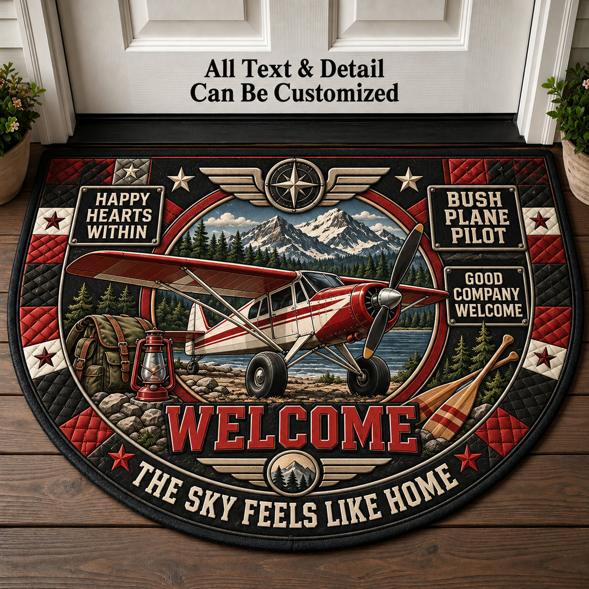 Bush Plane Pilot Personalized Half Round Mat | 5To9Vibe
