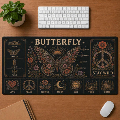 Elephant Hippie Desk Mat Mouse Pad | 5To9Vibe - Butterfly style