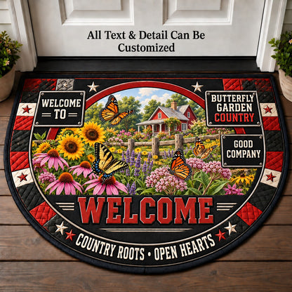 Butterfly Garden Country Personalized Half Round Mat | 5To9Vibe