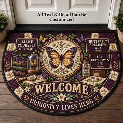 Butterfly Specimen Art Personalized Half Round Mat | 5To9Vibe