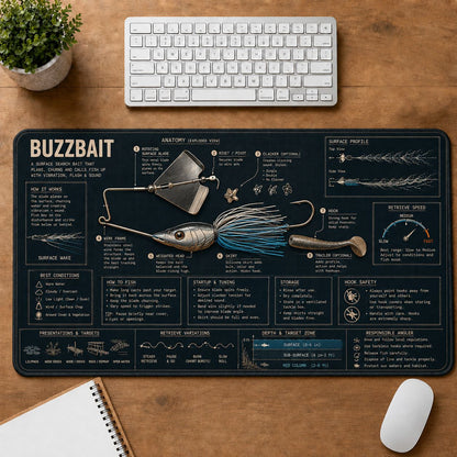 Buzzbait Fishing Field Guide Desk Mat | 5To9Vibe