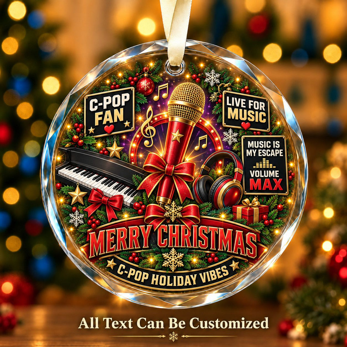 C-Pop Fan Personalized Glass Ornament | 5To9Vibe
