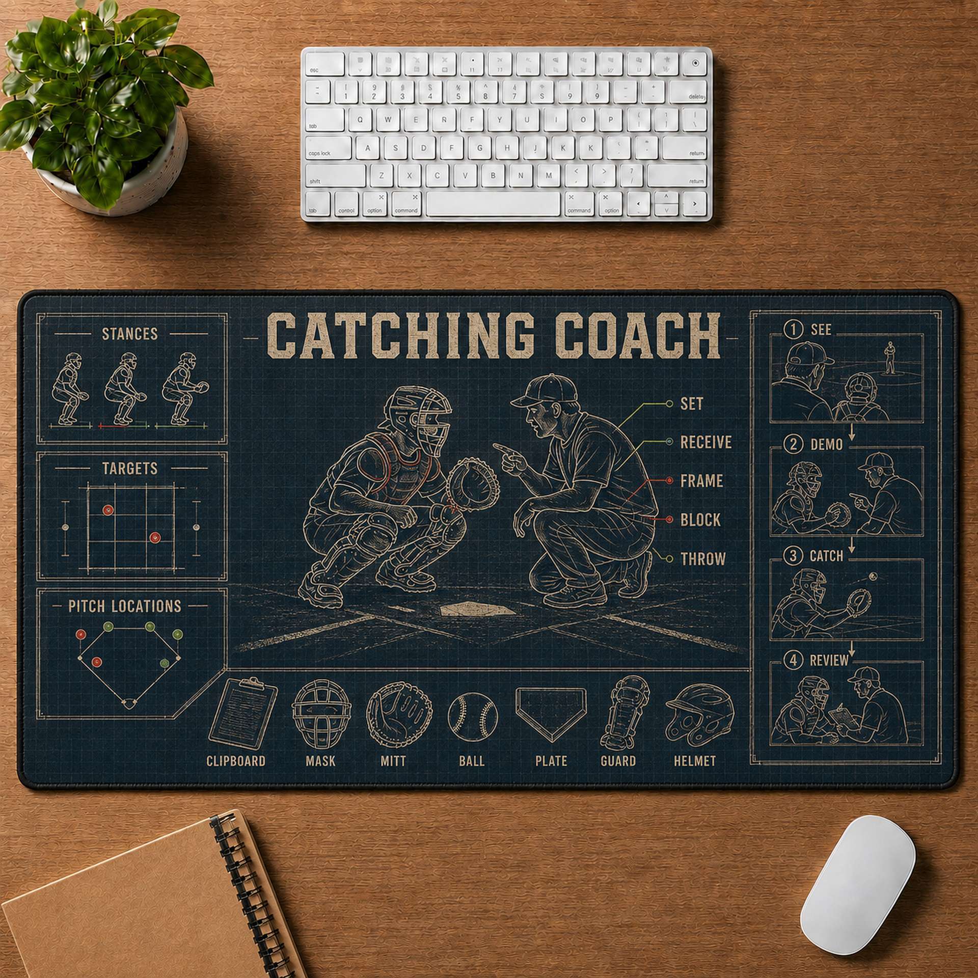 Catching Coach Blueprint Desk Mat | 5To9Vibe