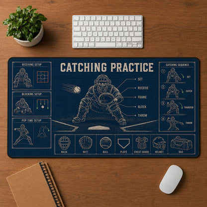 Catching Practice Blueprint Desk Mat | 5To9Vibe