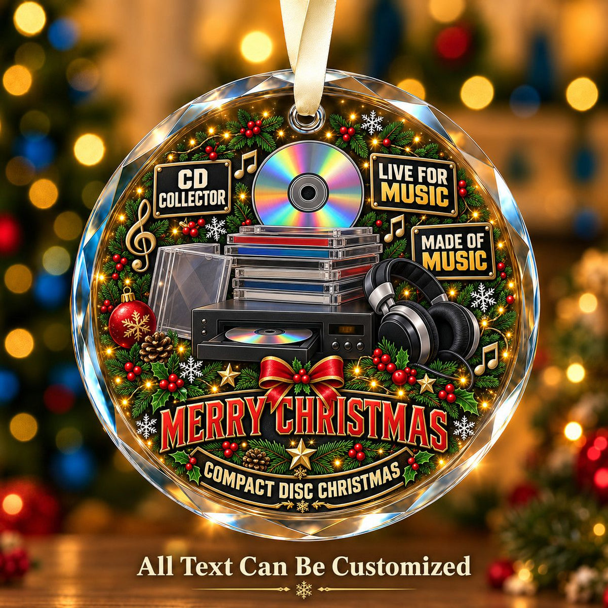 CD Collector Personalized Glass Ornament | 5To9Vibe