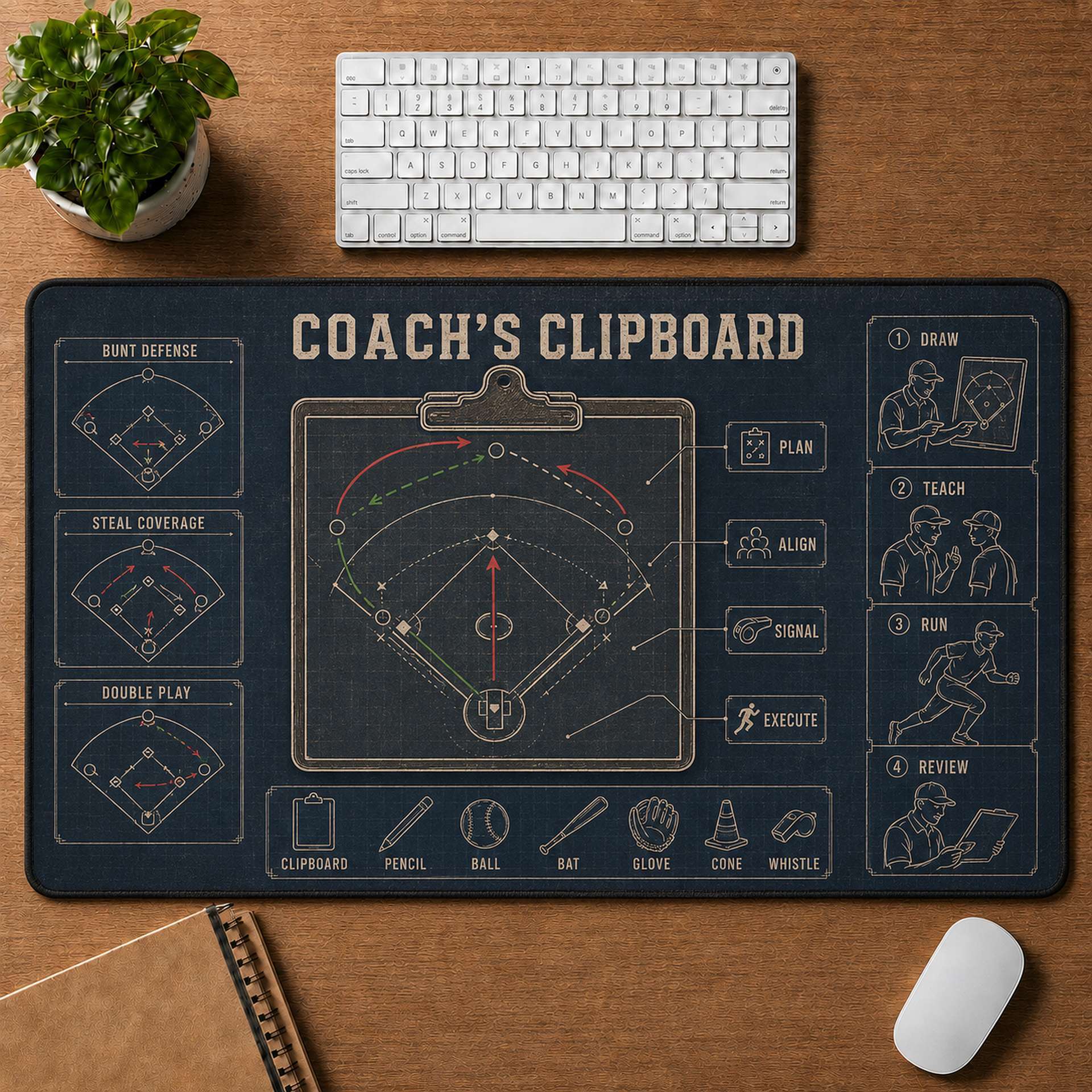 Coach's Clipboard Blueprint Desk Mat | 5To9Vibe