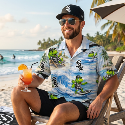 CWS Baseball Mascot Beach Viber Button-Up Unisex Hawaiian Shirt For Men & Women