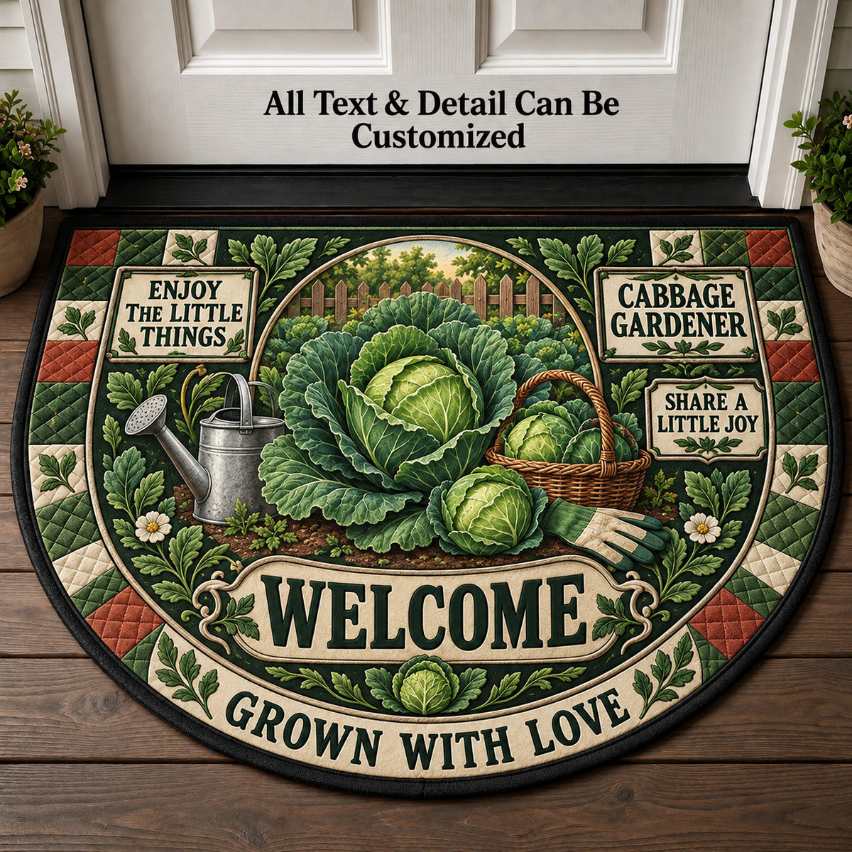 Cabbage Gardener Personalized Half Round Mat | 5To9Vibe