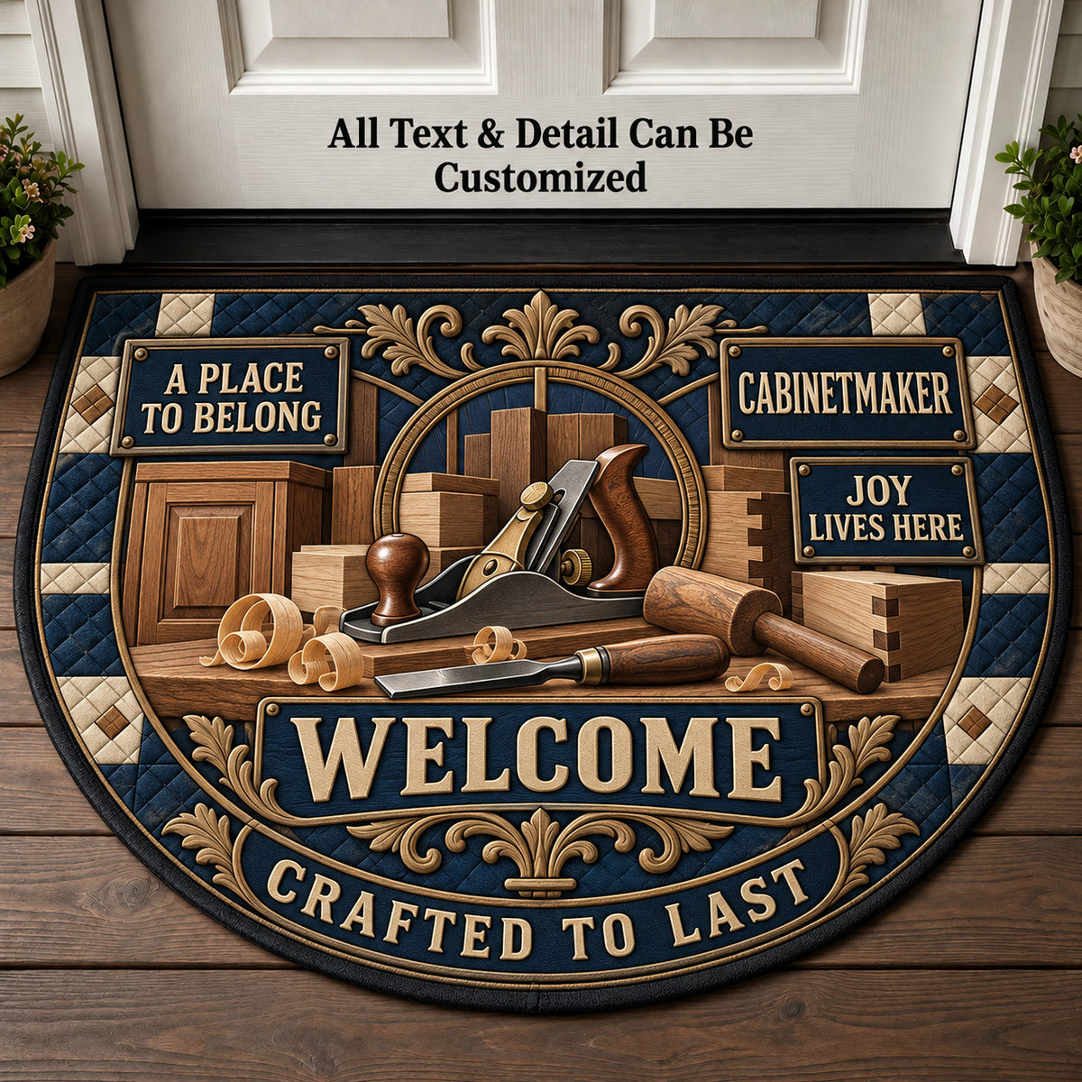 Cabinetmaker Personalized Half Round Mat | 5To9Vibe