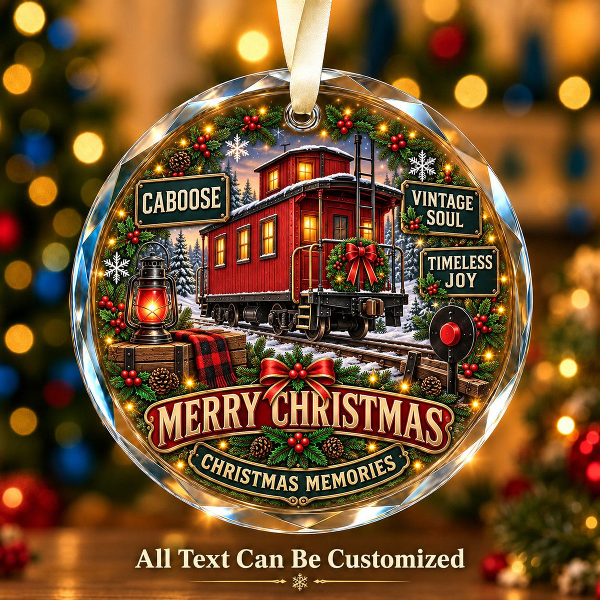 Caboose Personalized Glass Ornament | 5To9Vibe