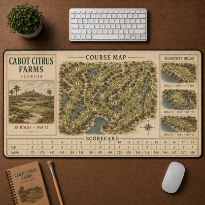 Cabot Citrus Farms Vintage Golf Course Map & Scorecard Guide Desk Mat | 5To9Vibe