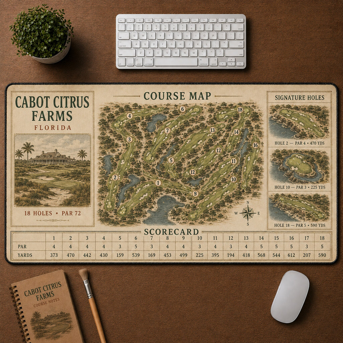 Cabot Citrus Farms Vintage Golf Course Map & Scorecard Guide Desk Mat | 5To9Vibe