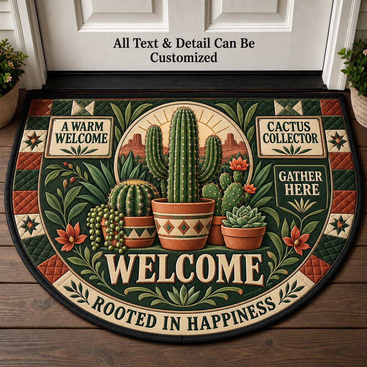 Cactus Collector Personalized Half Round Mat | 5To9Vibe
