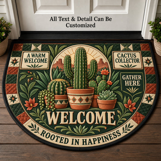 Cactus Collector Personalized Half Round Mat | 5To9Vibe