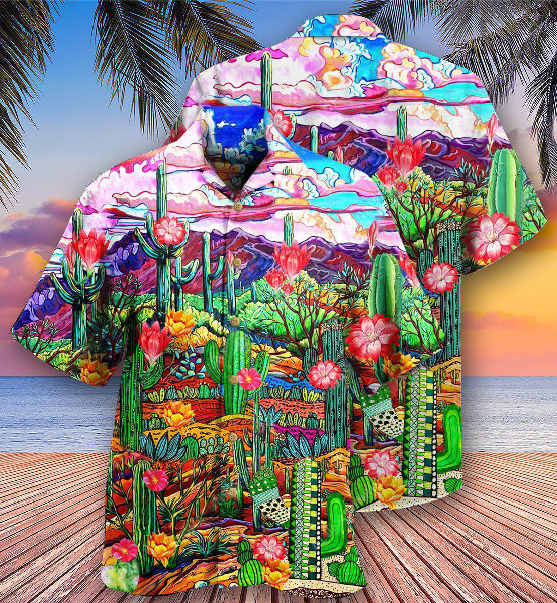 Cactus Flower On The Field Sky - Hawaiian Shirt 