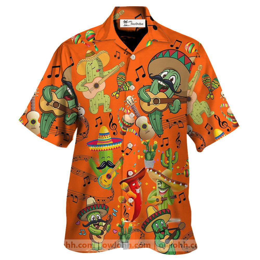 Cactus Love Music Very Much Orange - Unisex Hawaiian Shirt For Men and Women