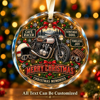 Café Racer Personalized Glass Ornament | 5To9Vibe