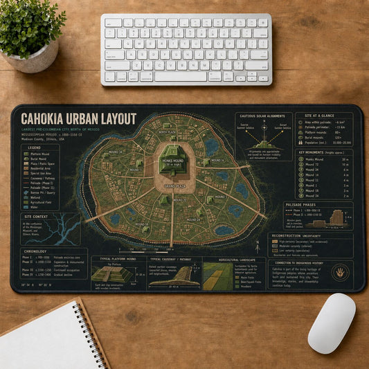 Cahokia Urban Layout Cultural Heritage Visual Guide Desk Mat | 5To9Vibe
