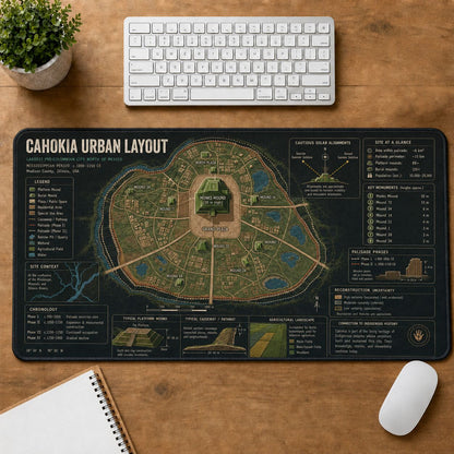 Cahokia Urban Layout Cultural Heritage Visual Guide Desk Mat | 5To9Vibe