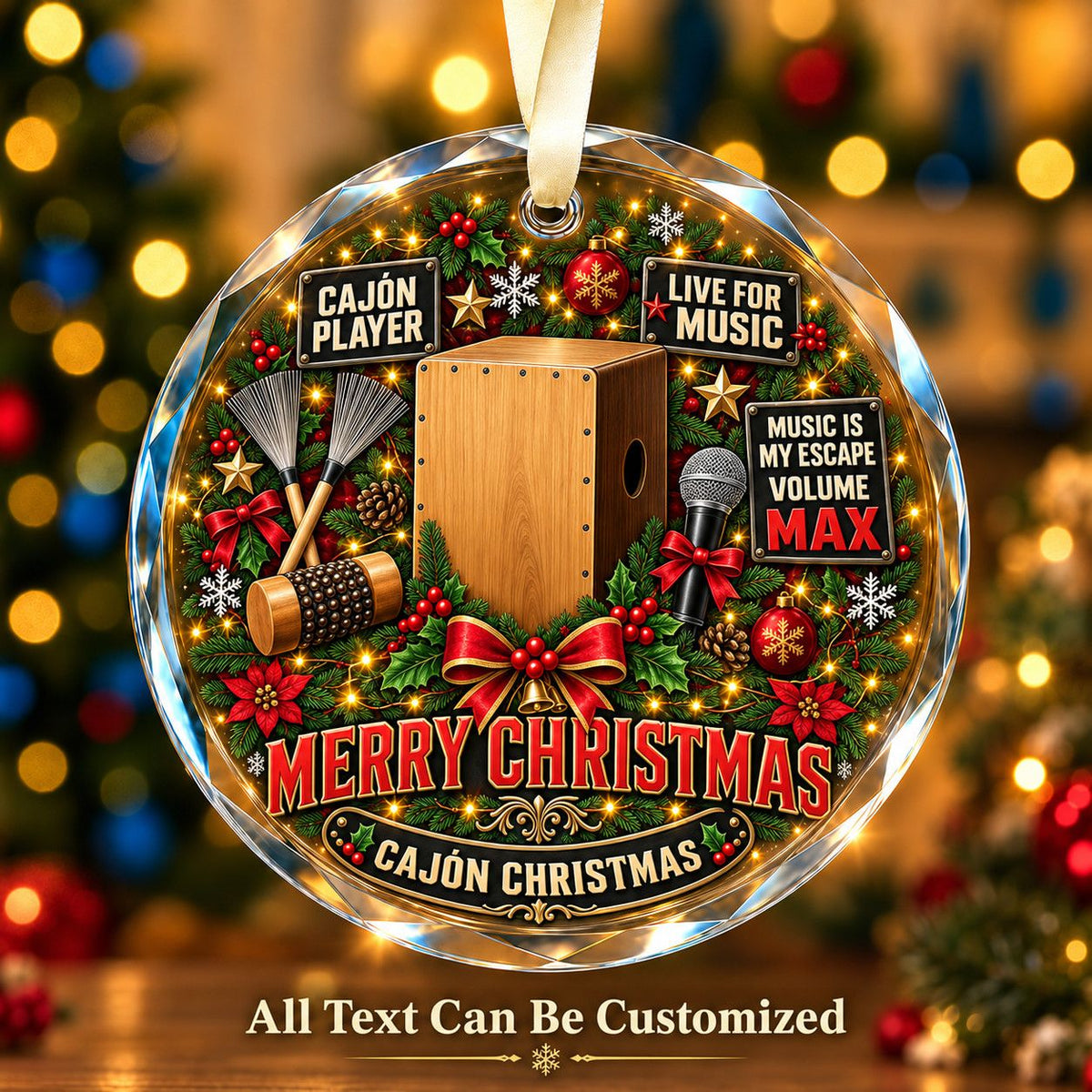 Cajón Player Personalized Glass Ornament | 5To9Vibe