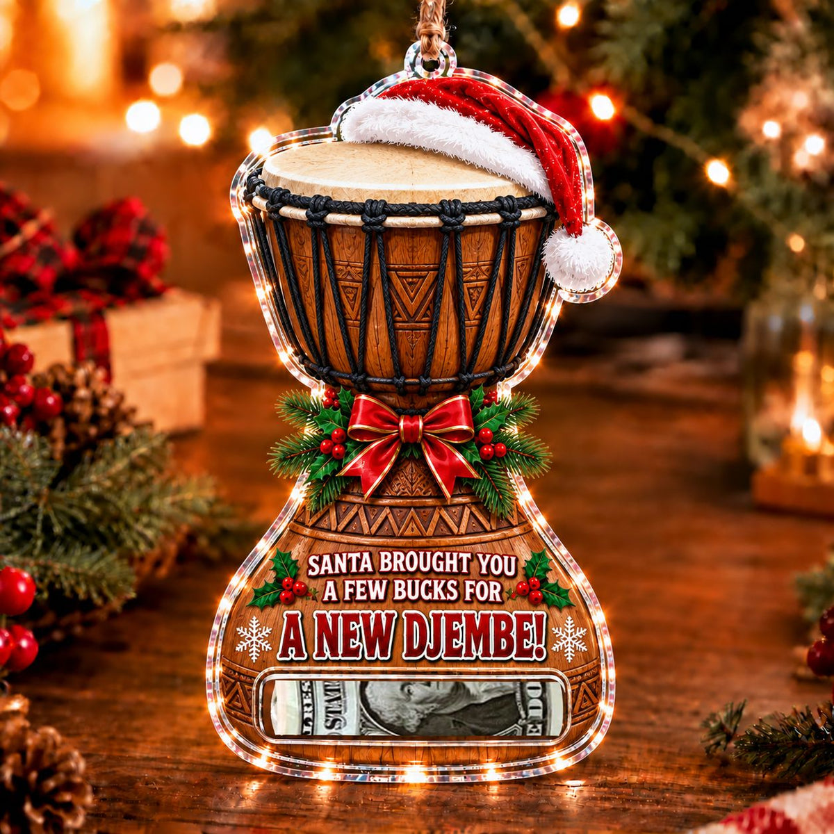 Cajon Christmas money holder ornament