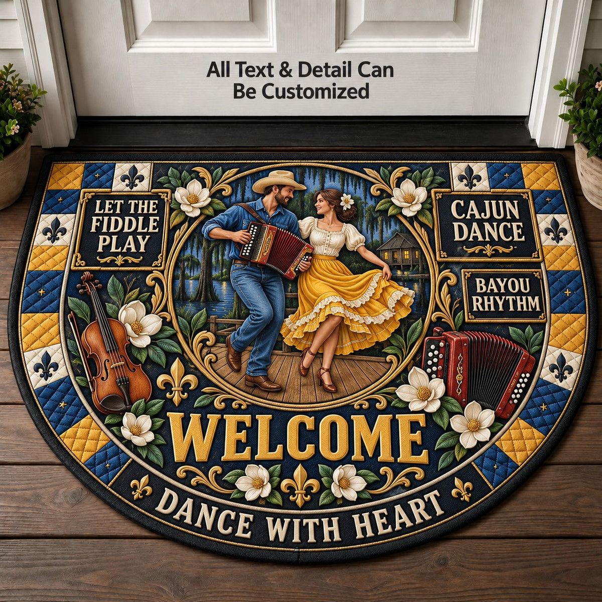 Cajun Dance Personalized Half Round Mat | 5To9Vibe