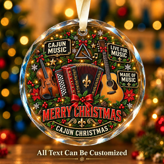 Cajun Music Personalized Glass Ornament | 5To9Vibe