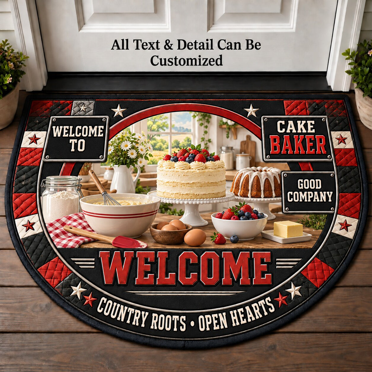 Cake Baker Personalized Half Round Mat | 5To9Vibe