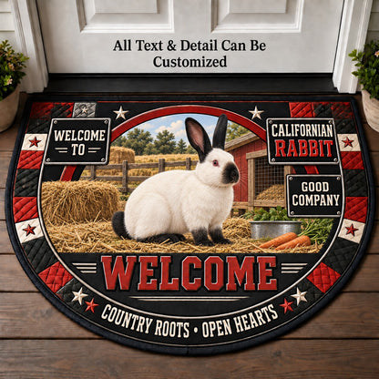 Californian Rabbit Personalized Half Round Mat | 5To9Vibe