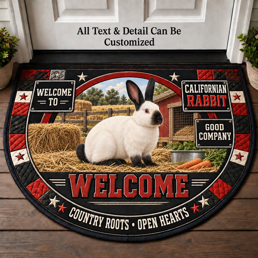 Californian Rabbit Personalized Half Round Mat | 5To9Vibe