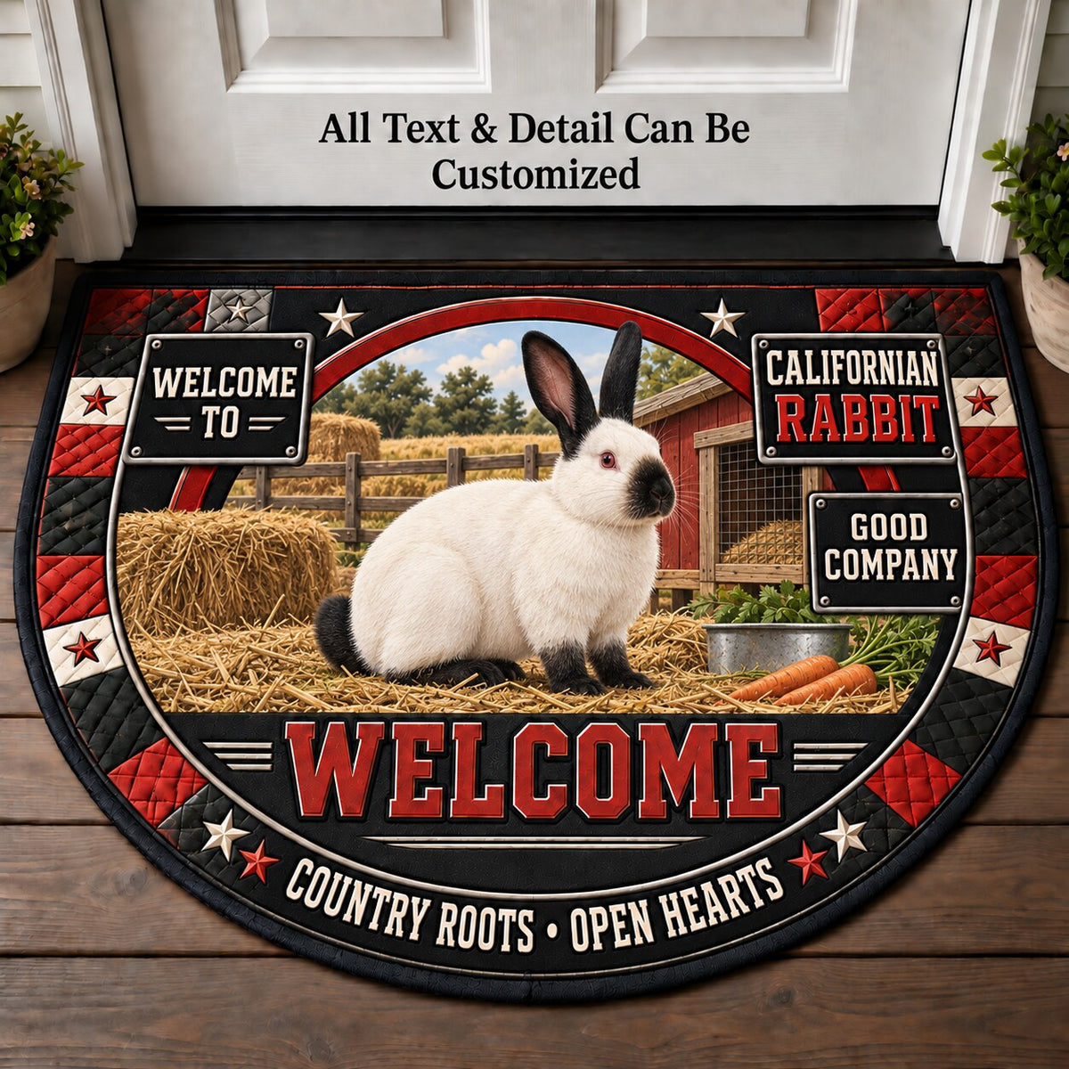Californian Rabbit Personalized Half Round Mat | 5To9Vibe