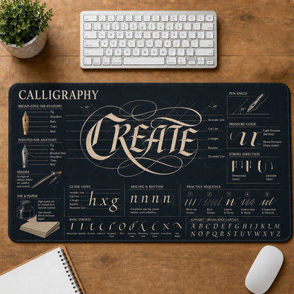 Calligraphy Creative Reference Guide Desk Mat | 5To9Vibe