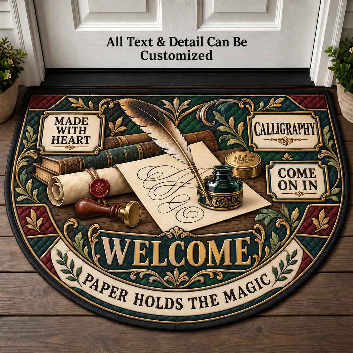 Calligraphy Personalized Half Round Mat | 5To9Vibe